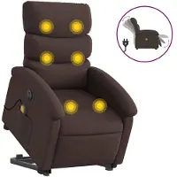 vidaXL Elektrischer Massagesessel mit Aufstehhilfe Dunkelbraun Stoff