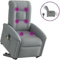 vidaXL Elektrischer Massagesessel mit Aufstehhilfe Hellgrau Stoff