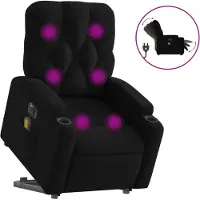 vidaXL Elektrischer Massagesessel mit Aufstehhilfe Schwarz Stoff