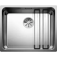 BLANCO ETAGON 500-U, Edelstahl Seidenglanz, ohne Ablauffernbedienung, mit Zubehör, keine Beckenlage, 600 mm Untermaß, Aufsatzwanne, Rechteckig, Edelstahl, Edelstahl, 1 Becken, Rechteckig