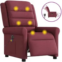 vidaXL Massagesessel Elektrisch Weinrot Stoff