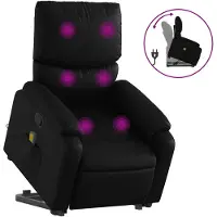 vidaXL Massagesessel mit Aufstehhilfe Schwarz Kunstleder