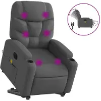 vidaXL Elektrischer Massagesessel mit Aufstehhilfe Dunkelgrau Stoff