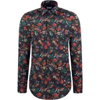 Seidensticker Businesshemd "Schwarze Rose" Slim 1/1 Kentkragen Geblümt