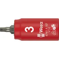 Wera 8740 A VDE HF Zyklop Bitnuss, isoliert, mit 1/4 zoll-Antrieb, mit Haltefunktion für Innensechskantschrauben, 3 x 45 mm - 05005900001