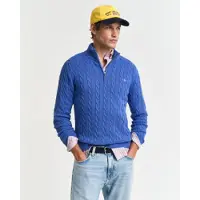Gant für Herren. 8050603 Cable Half Zip Pullover blau (4XL), Lässig, Baumwolle, Langarm