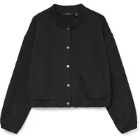 Vero Moda Strickjacke "VMJANNI LS BOMBER JRS GA", Damen, Gr. L (40), schwarz, Strick, Obermaterial: 98% Polyester, 2% Elasthan, unifarben, regular fit, Rundhals, Bündchen, Strickjacken Strickjacke