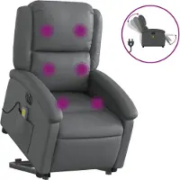 vidaXL Massagesessel mit Aufstehhilfe Elektrisch Grau Kunstleder