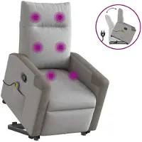 vidaXL Massagesessel mit Aufstehhilfe Wolkengrau Stoff