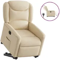 vidaXL Relaxsessel mit Aufstehhilfe Elektrisch Creme Stoff