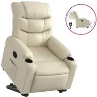 vidaXL Relaxsessel mit Aufstehhilfe Elektrisch Creme Kunstleder