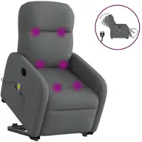 vidaXL Elektrischer Massagesessel mit Aufstehhilfe Dunkelgrau Stoff