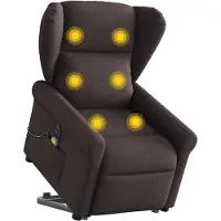 vidaXL Elektrischer Massagesessel mit Aufstehhilfe Dunkelbraun Stoff