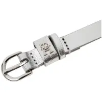 Tommy Hilfiger Ledergürtel , Damen, Gr. 100, silber (silber, schwarz), Rindsleder, unifarben, Gürtel Ledergürtel, Metallic-Finish, Leder