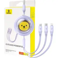 Baseus Charging Cable 3w1 USB to USB-C, USB-M, Lightning 3,5A, 1,1m (purple)