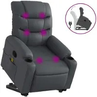 vidaXL Massagesessel mit Aufstehhilfe Grau Kunstleder