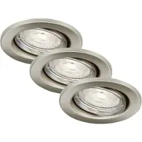 Briloner LED Einbauleuchten dimmbar 3er Set GU10 5W silber Metall Ø8,6cm IP23