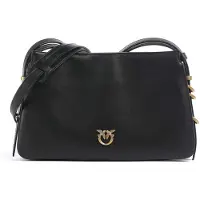 Pinko Umhängetasche Triplet Mini Vitello Morbido Black + Antique Gold schwarz