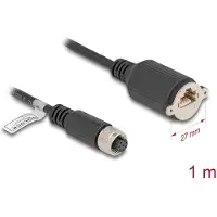 DeLOCK M12 Kabel A-kodiert 8 Pin Buchse zu RJ45 Buchse zum Einbau Cat.5e FTP 1 m schwarz, 1 m, Cat5e, F/UTP (FTP), M12, RJ-45, Schwarz