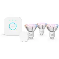 Philips Hue White & Color Ambiance Basis Starter-set: 3 Smarte Lampen Gu10 (345 Lm) + Smart Button
