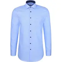 Seidensticker Businesshemd "Schwarze Rose", Herren, Gr. 6XL (54), normale Ärmellängen, blau, 100% Baumwolle, unifarben, regular fit, 2-Knopf-Manschette, Hemden Businesshemd, Regular 1/1 Kentkragen Uni