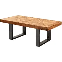 Wohnling Moderner Couchtisch Mango Massivholz 105x40x55 cm Tisch im Industrial Design Sofatisch mit Holz und Metall Wohnzimmertisch Rustikal