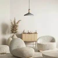 Bamyum Pendelleuchte Grau Ø35 cm Metall E27 Moderne Lampe, Ohne Leuchtmittel