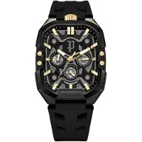 Police Chronograph "Bullhead", schwarz (schwarz, schwarz), Armbanduhren, Herren, schwarz, Chronograph, Quarzuhr, Armbanduhr, Herrenuhr, Lederarmband, analog, Stoppfunktion