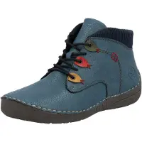 Rieker Damen Stiefelette sportlich mit bunten Patches und Einsatz aus Cord 52544, Größe:39 EU, Farbe:Blau