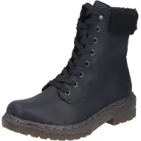 Rieker Winterstiefelette , Damen, Gr. 37, schwarz, Lederimitat, Textil, unifarben, Basic, Schuhe Winterstiefelette, mit Innenreißverschluss