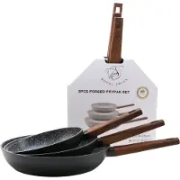ROYAL SWISS Bratpfannenset 3-teilig – Marmorbeschichtung Induktion Alle Herdarten 20/24/28 cm alle Herdarten