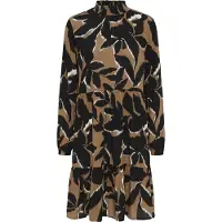 Kaffe Midikleid "Damen Kleid KAlinda", Damen, Gr. 36, N-Gr, beige (toasted coconut, schwarz flower), Obermaterial: 100% Viskose LENZING ECOVERO CV LenzEcov., Kleider Midikleid