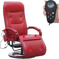 Mendler Relaxliege ARLES II, Relaxsessel Massagesessel, MIT Massage Leder, rot