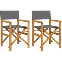 Syfax Regiestühle 2 Stk. Klappbar Grau Massivholz Teak