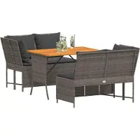 Syfax 3-tlg. Garten-Sofagarnitur mit Kissen Grau Poly Rattan