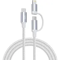 Sign 2-in-1 USB-C-zu-USB-C-Kabel (60 W PD 3 A / Lightning 27 W), 1 m - Weiß