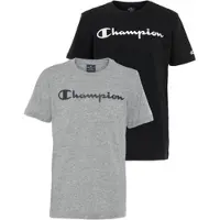 Champion T-Shirt Packung, 2 Stk. tlg. für Kinder, Gr. S (128/134), schwarz, grau, , 70360965-S