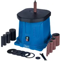 Scheppach OSM100 Bandschleifer mit Schwing-/Rotationsspindel, 450 W, 16 mm Hub, Staubabsaugung, 6 Schleifhülsen