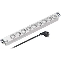Bachmann 19" Steckdosenleiste 9fach, ohne Schalter, silberfarben