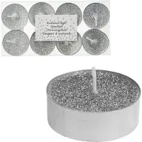 PerfectLED Teelichter Windlicht Wärmekissen STARK mit Glitter Silber 8 Stück Homla