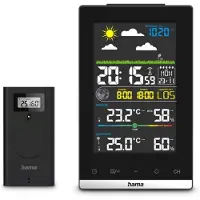 Hama 00222239, Schwarz, Innen-Hygrometer, Innen-Thermometer, Außen-Hygrometer, Außen-Thermometer, Hygrometer, Thermometer, Hygrometer, Thermometer, 20 - 95%, 20 - 95%