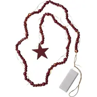 Star Trading LED-Lichterkette Beady, rot, Holzperlen, 150 cm, Batterie
