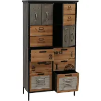 Mendler Apothekerkommode HWC-O80, Schrank Highboard Schubladen, Vintage Shabby-Look 136x73x35cm, natur Metal