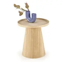 Halmar Beistelltisch Editta 45x50x45 cm rund Säulenfuß MDF Couchtisch Wohnzimmer Natur