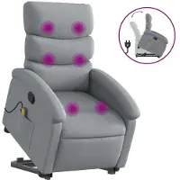 vidaXL Massagesessel mit Aufstehhilfe Hellgrau Stoff