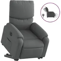 vidaXL Relaxsessel mit Aufstehhilfe Elektrisch Dunkelgrau Stoff