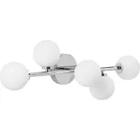 Beliani Wandleuchte Silber Metall mit 5 Glaskugeln Länglich 5-Flammig Kugelform Modern Innenbereich Schlafzimmer Wohnzimmer Spiegelleuchte Wandlampe