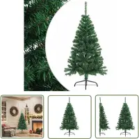 The Living Store Künstlicher Halber Weihnachtsbaum mit Ständer Grün 150 cm PVC