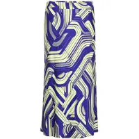 MADELEINE Midirock "Midirock Grafischer Rock mit 70er-Jahre-Flair", Damen, Gr. 40, blau (nebelblau, multicolor), Obermaterial: 100% Viskose CV., Modern, Röcke Midirock, Midilanger Druckrock