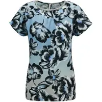 MADELEINE Moderne ärmellose Bluse in cappuccino / schwarz / multicolor | Gr.: 40